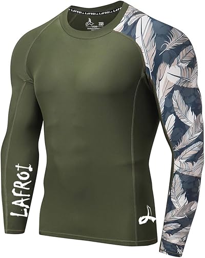 LAFROI Herren Langarm UPF 50+ Kompressionsshirt Rash Guard-CLYYB