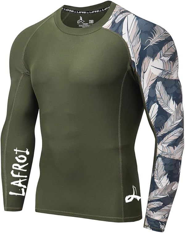 LAFROI Herren Langarm UPF 50+ Kompressionsshirt Rash Guard-CLYYB