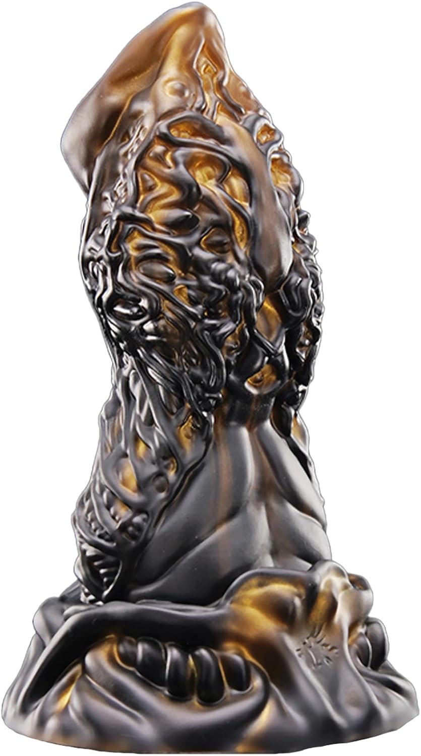Nothosaur Magara 7.7" Dragon Fantasy Dildo – Platinum Silicone Large Dildo with Textured Ridges, Strong Suction Cup, Medium Firmness, Anal G-Spot Deep Penetration Sex Toy for Men Women Couples - Gold
