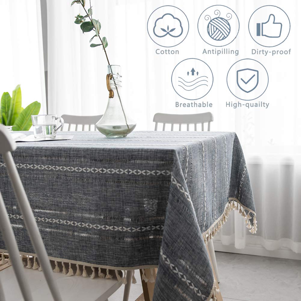 Mantel Tela Rectangular, Cubierta Mesa Antimanchas Lavable Efecto Lino Resistenteal Aceite Impermeablea Resistente a Agua, Hule Paño, macizo, para Moderno Comedor Cocina Jardín Bar, 120x290cm Blanco