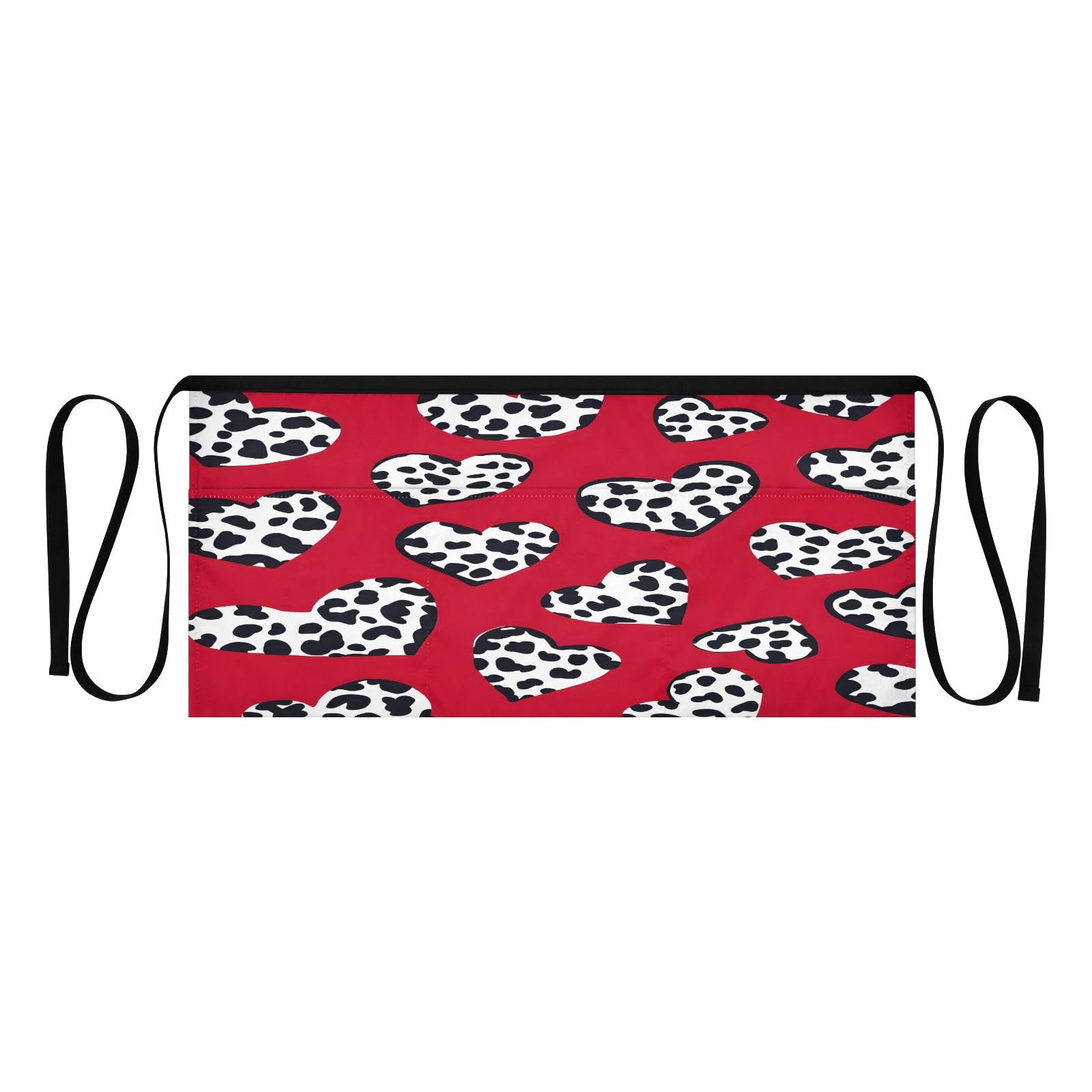 Kigai Heart Leopard Server Aprons for Men Women Water & Oil Resistant Waitress Waiter Waist Apron with 3 Pockets