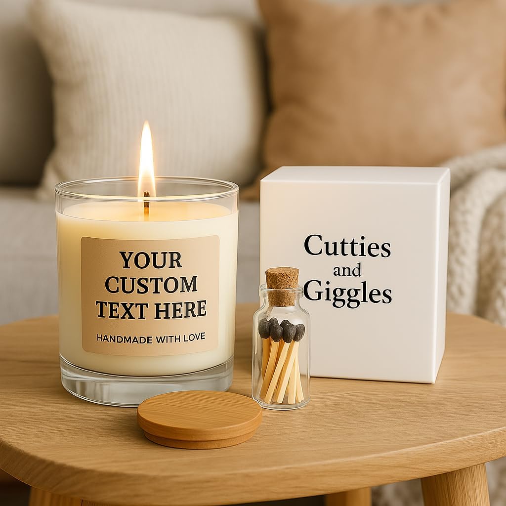 Candela di soia personalizzata | Messaggio personalizzato e design fatto a mano | Elegante set regalo