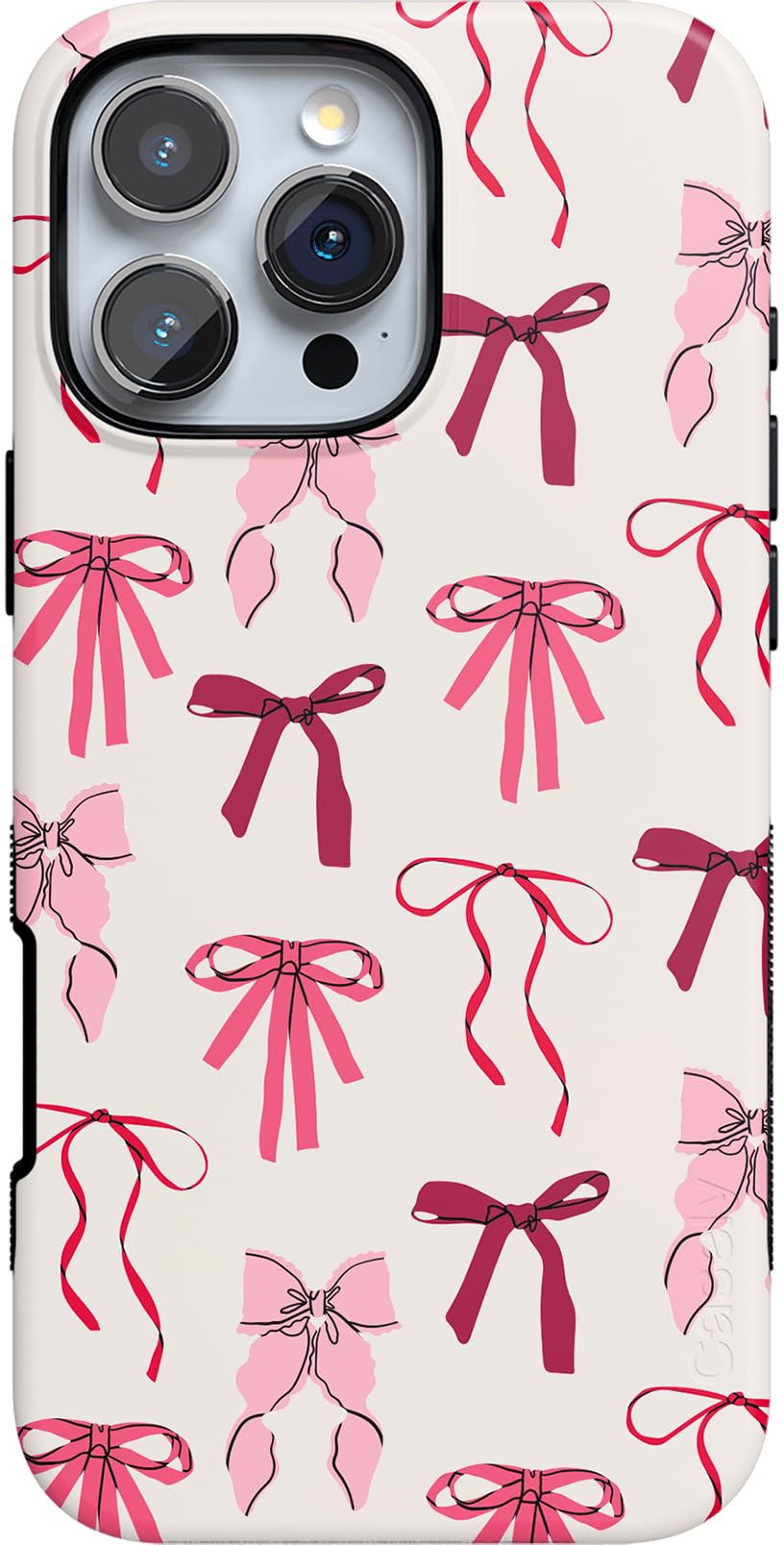 Casely iPhone 16 Pro Case Lover Girlie Pink Bows Coquette Compatible with MagSafe Bold Protective Case Design
