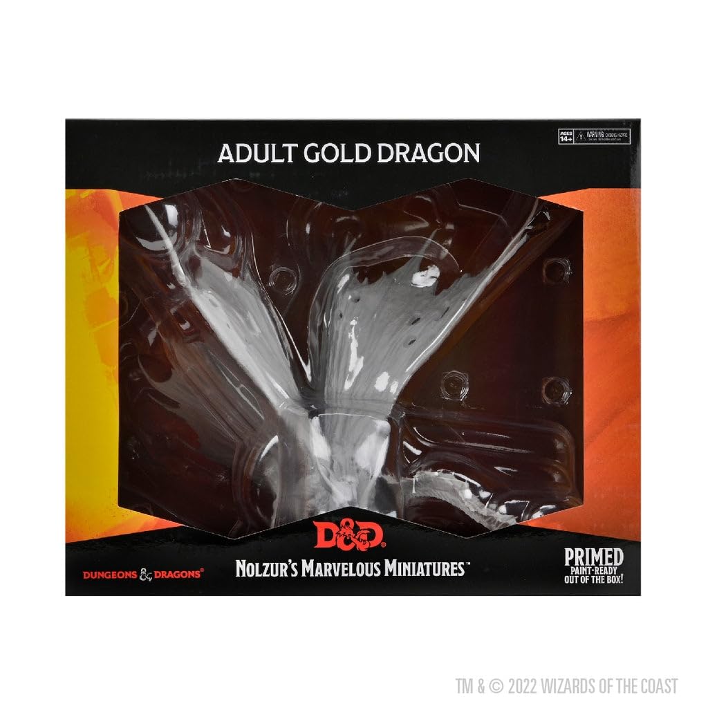 Dungeons & Dragons D&D Nolzur's Marvelous Miniatures: Adult Gold Dragon - Figura RPG non verniciata, innescata e pronta a dipingere fuori dalla scatola, Gioco di ruolo da tavolo, Dungeons & Dragons