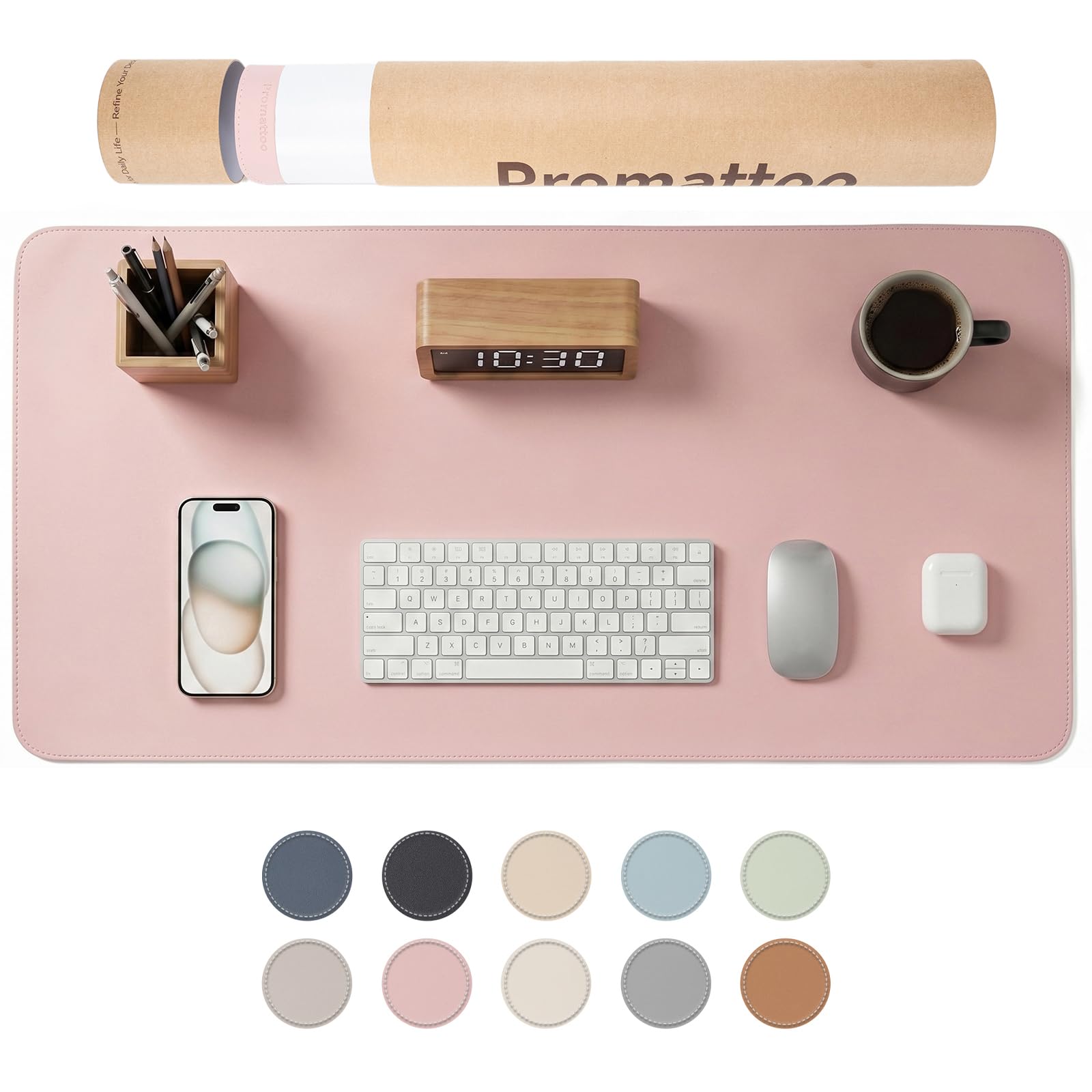 PROMATTOO XXL Schreibtischunterlage aus veganem Leder – Rutschfest, geruchsfrei & wasserabweisend – Edle Laptop-Matte mit Geschenkverpackung für Büro, Homeoffice & mehr – Keine störenden Kanten!