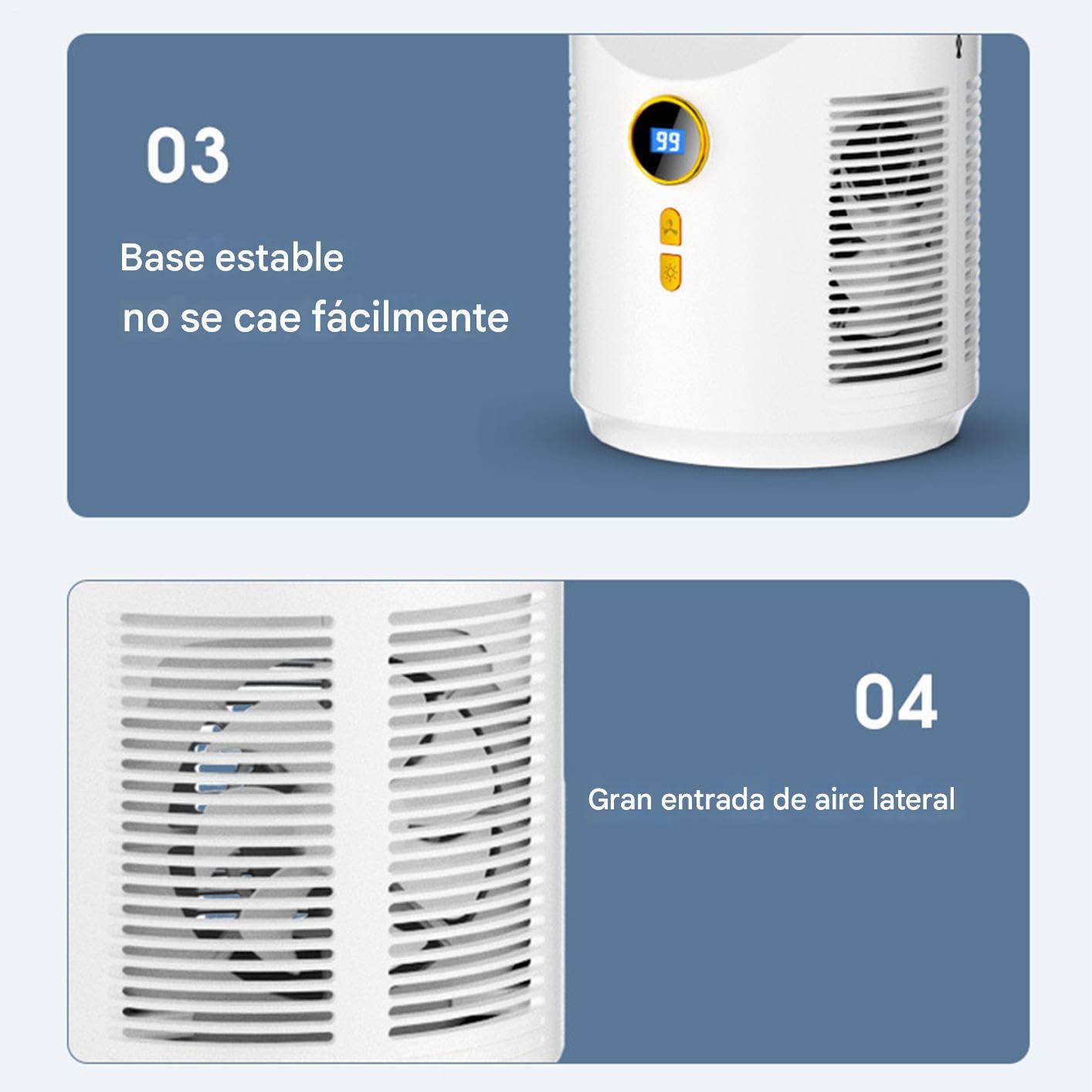 Ventilatore Senza Pale Da Scrivania Circolatore D'Aria Soffiante | Ventilatore Scrivania Senza Pale Multifunzione Luce Notturna Integrata, Portatile, Casa, Campeggio, Esterno, Aut