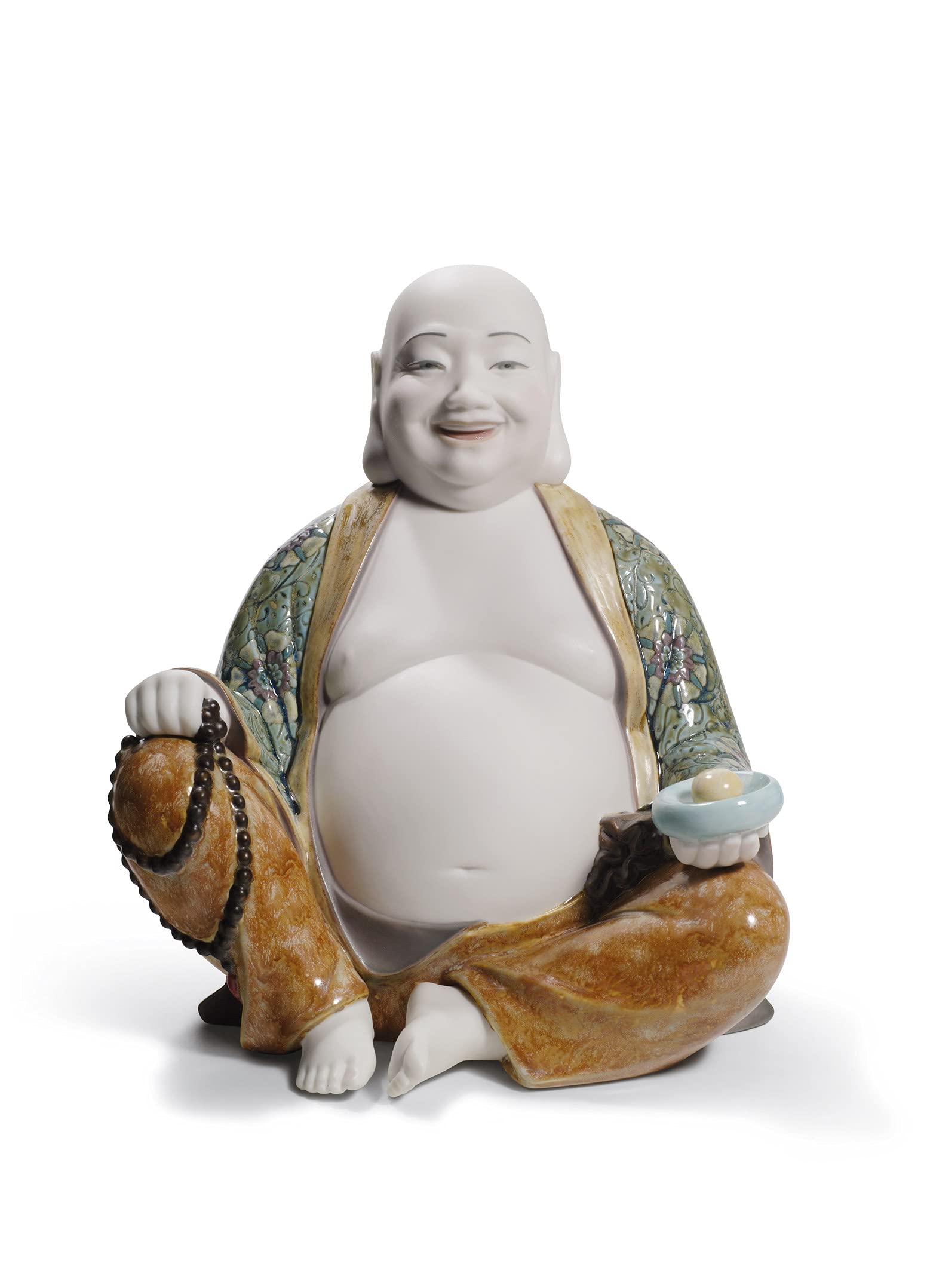 Lladró Green Happy Buddha Figurine. Porcelain Figure Figure.