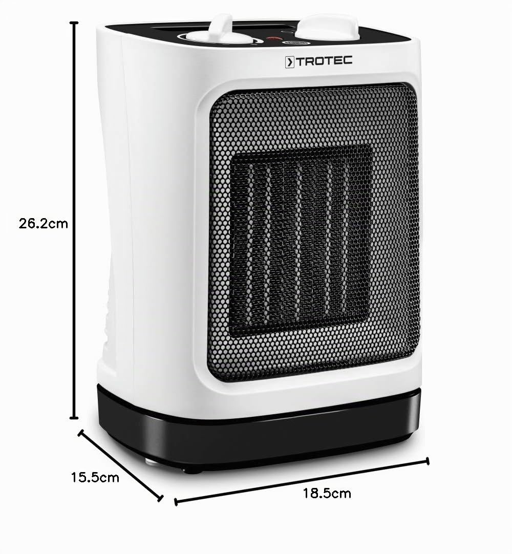 TROTEC Termoventilatore ceramico TFC 17 E - potenza termica 1200 W / 2000 W - riscaldatore elettrico con termostato, superficie ambiente da 24 m² a 60 m³, funzione oscillazione 60°