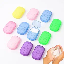 Combo com 200 Folhas de Sabonete Portáteis e Descartáveis para Viagem Banho Mãos Rosto com Aroma Suave e Estojo Compacto
