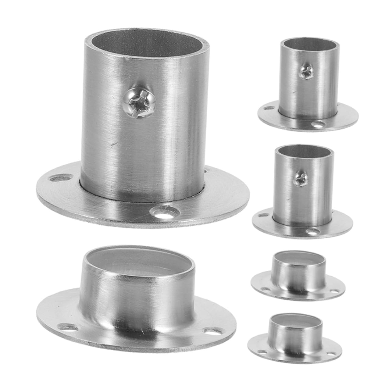 GOOHOCHY 6 PCS Stainless Steel Closet Rod Support Bracket Heavy Duty Flange Base Pipe Holder Easy Installation for Wardrobe Shower Curtain Versatile Use in Closets and Bathrooms