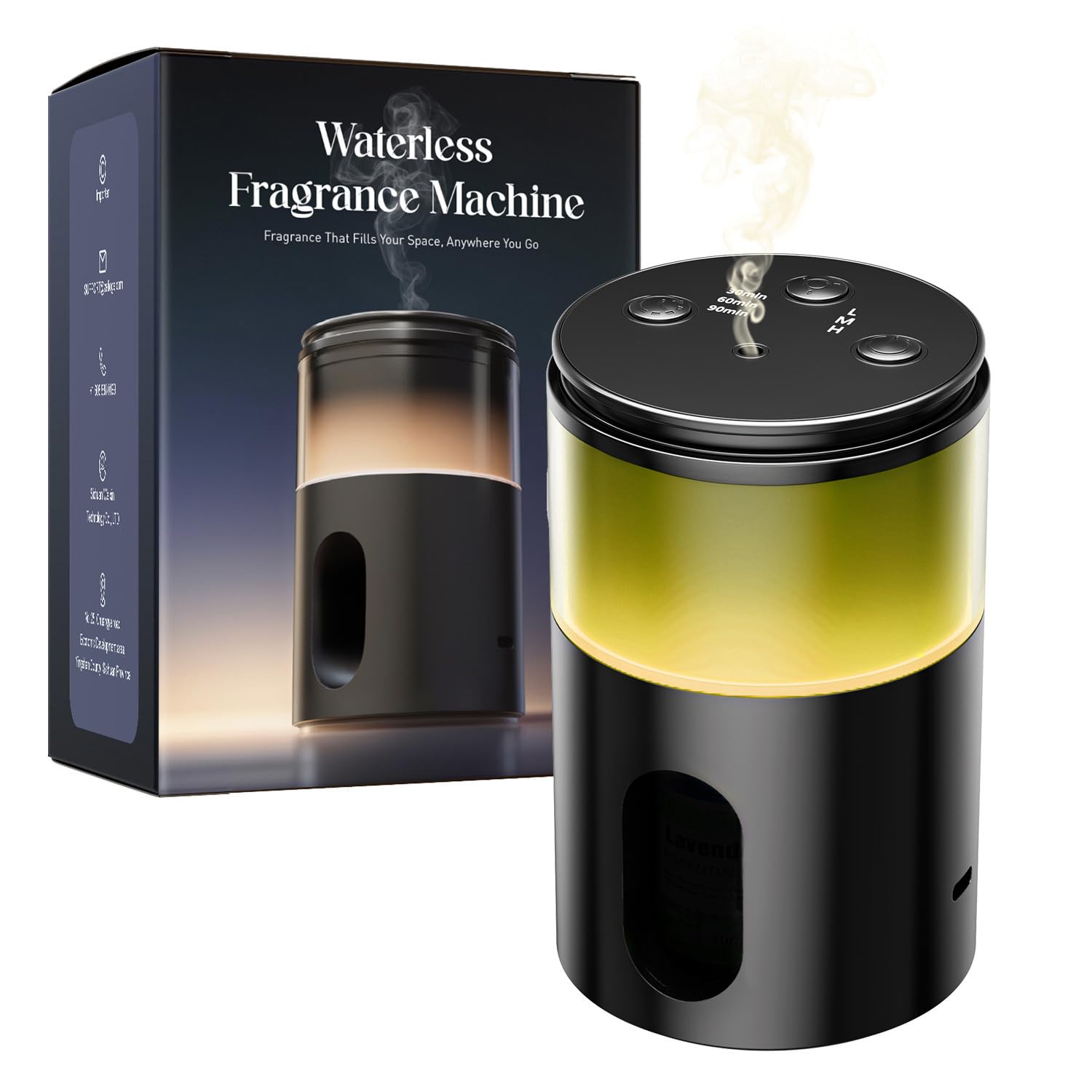 Waterless Diffuser for Essential Oil Mini Battery Scent Diffuser for Room Home Car with 9 Colors LED Light