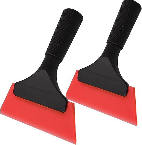 EHDIS Escobilla de goma pequeña de 5 pulgadas para automóvil, vidrio, espejo, ducha, automóvil, ventanas, color rojo (rojo, 2)