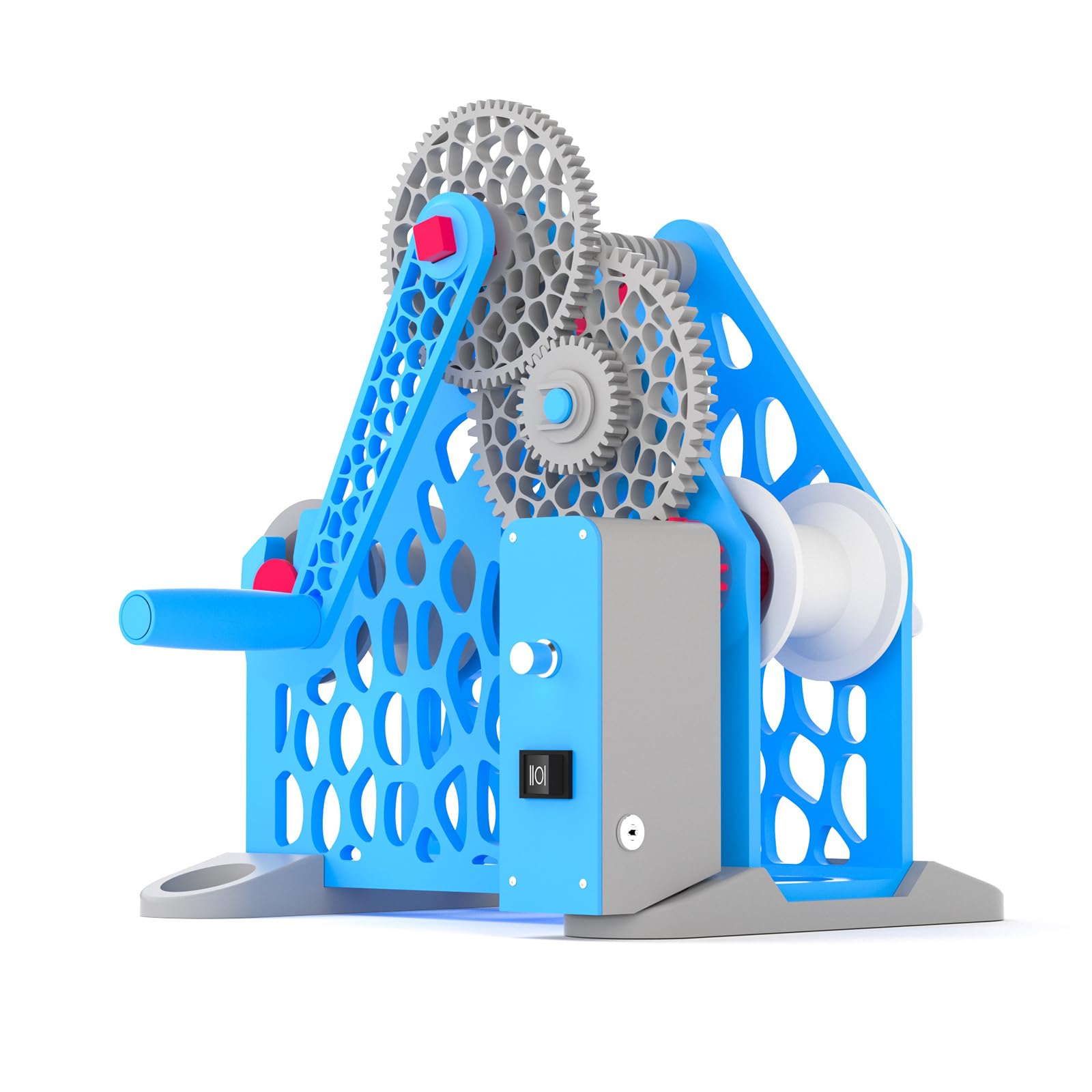 Retraktor filamentu do drukarki 3D, nawijarka na szpule, elektryczna nawijarka do materiałów eksploatacyjnych, zdolna do utrzymania szpul 2KG, modułowa konstrukcja z możliwością (Blue)