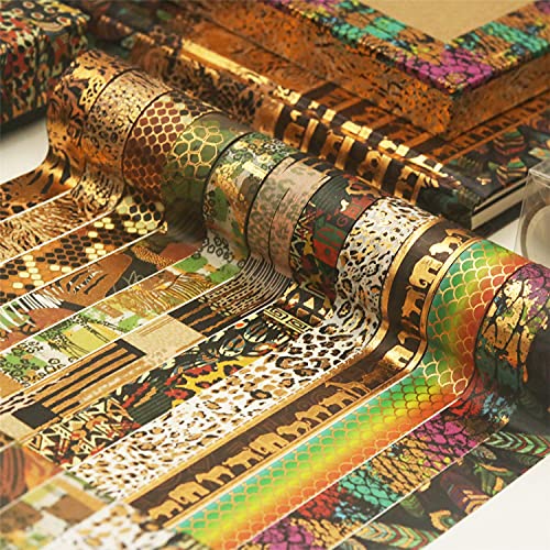 Cinta adhesiva decorativa Washi Glitter de alta adherencia dorada que no deja residuos en DIY 6