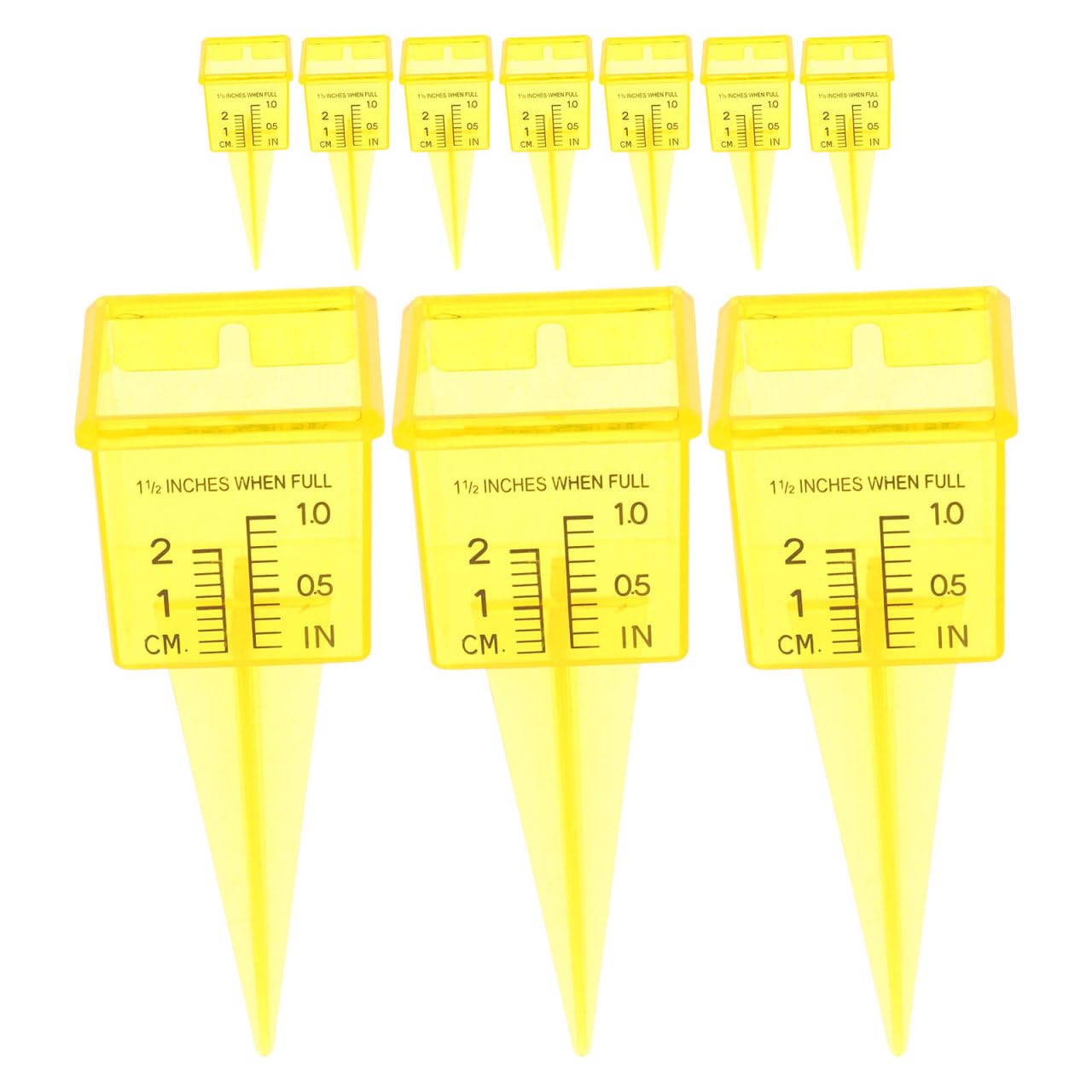 Alasum 20 Pezzi Pluviometro per Prato e Giardino in Plastica Giallo da 1,5 Pollici, Strumento Portatile per Misurazione Acqua Irrigatore, per Cortile e Uso Esterno