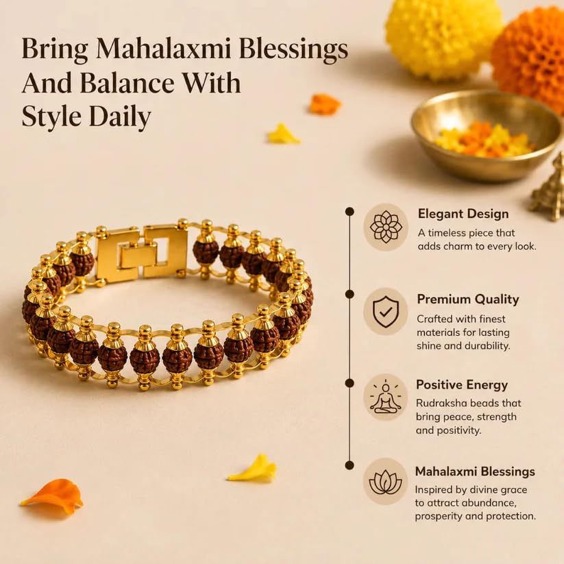 Image of Natural Rudraksha Beaded Bracelet for Men & Women | Spiritual Prosperity & Positive Energy Accessory