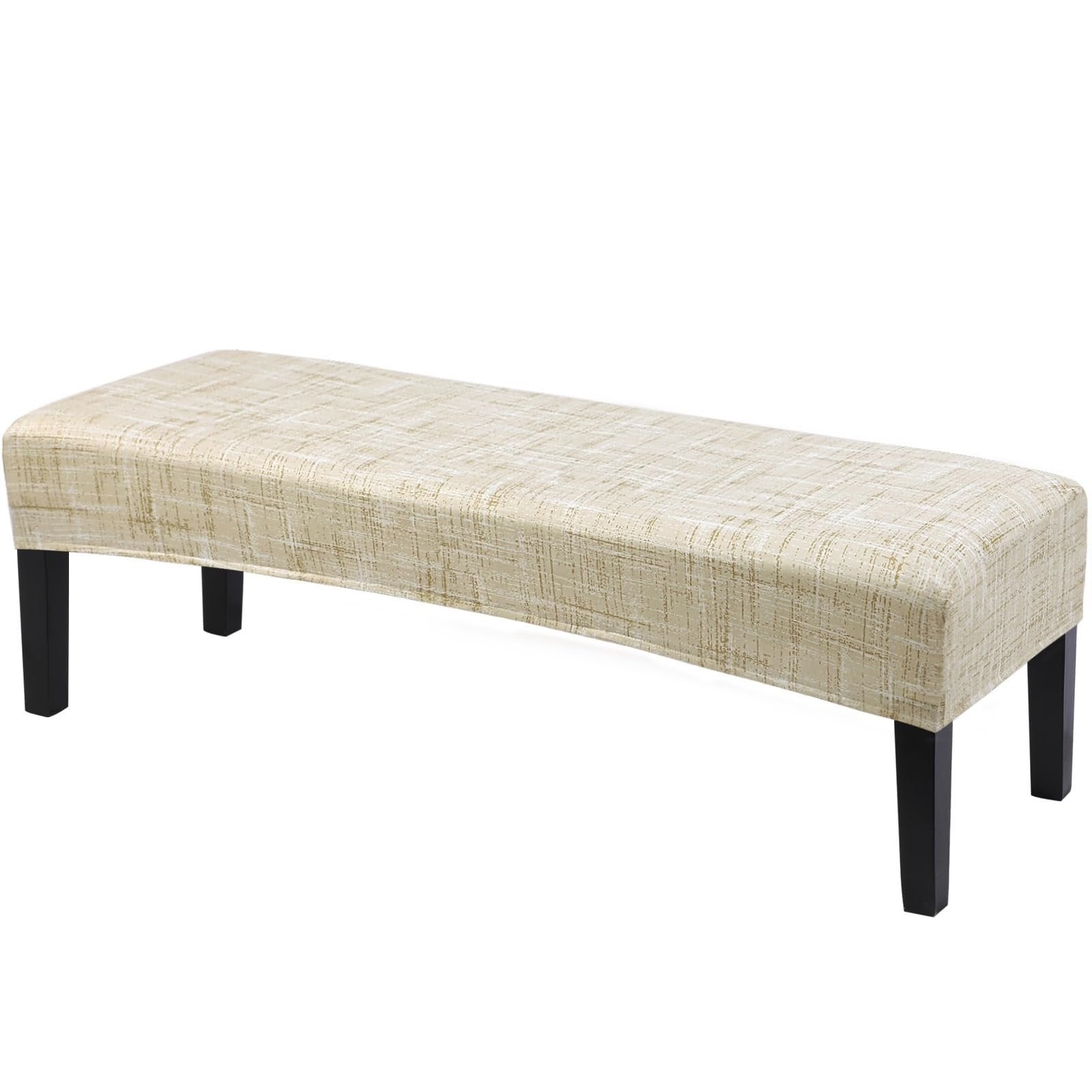 SearchI Dining Bench Cover, Stretch Washable Long Bench Seat Covers, Rectangle Dining Table Bench Slipover for Dining Room, Living Room, Kitchen(Beige Linen-Look Print)
