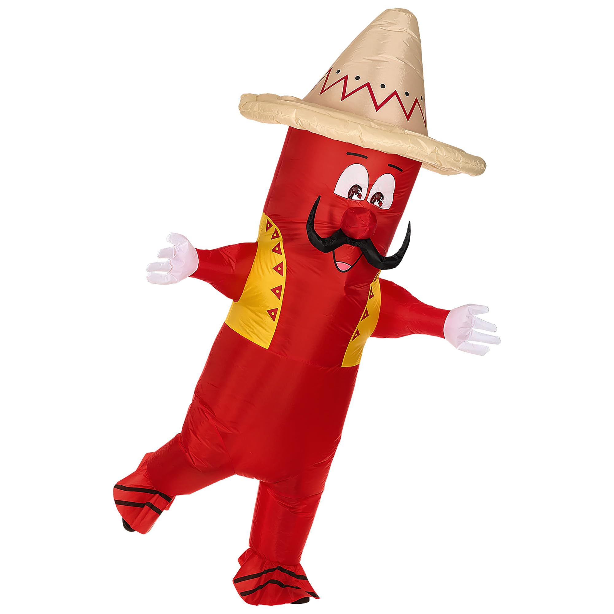 W WIDMANN MILANO Party Fashion - Disfraz hinchable de chile | Disfraz hinchable de chile con ventilador integrado, sombrero mexicano y máscara -para Carnaval y fiestas temáticas