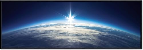 Pyradecor Lienzo de paisaje moderno con marco negro, gran universo azul, tierra, arte de pared, imágenes espaciales, obras de arte para sala de Pyradecor Lienzo de paisaje moderno con marco negro, gran universo azul, tierra, arte de pared, imágenes espaciales, obras de arte para sala de