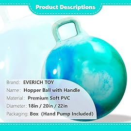 EVERICH TOY Hopper Ball, Clouds Hopping Toys for Kids, 22 Inch Bouncy Ball with Handle, Inflatable Bouncing Hoppity Hop Toys for Boys and Girls Gifts