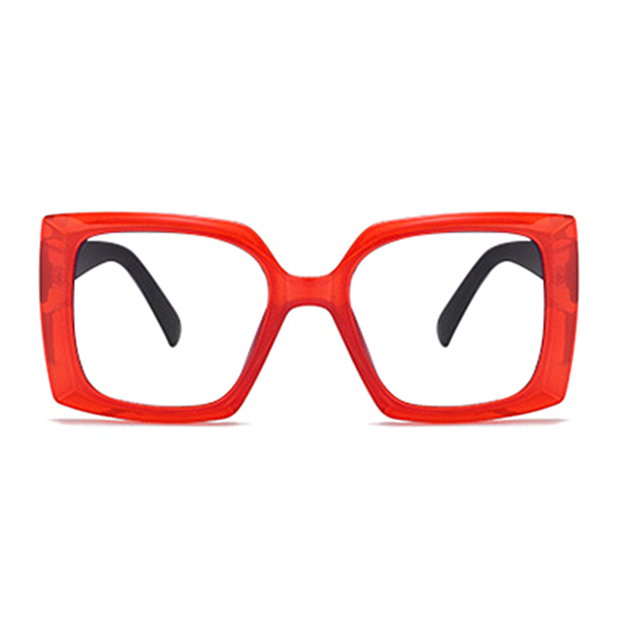 bullabulling Retro Square Blue Light Blocking Reading Glasses For Women Men Oversized Anti Anti Glare UV Eyewear… (red/black, 1.5)