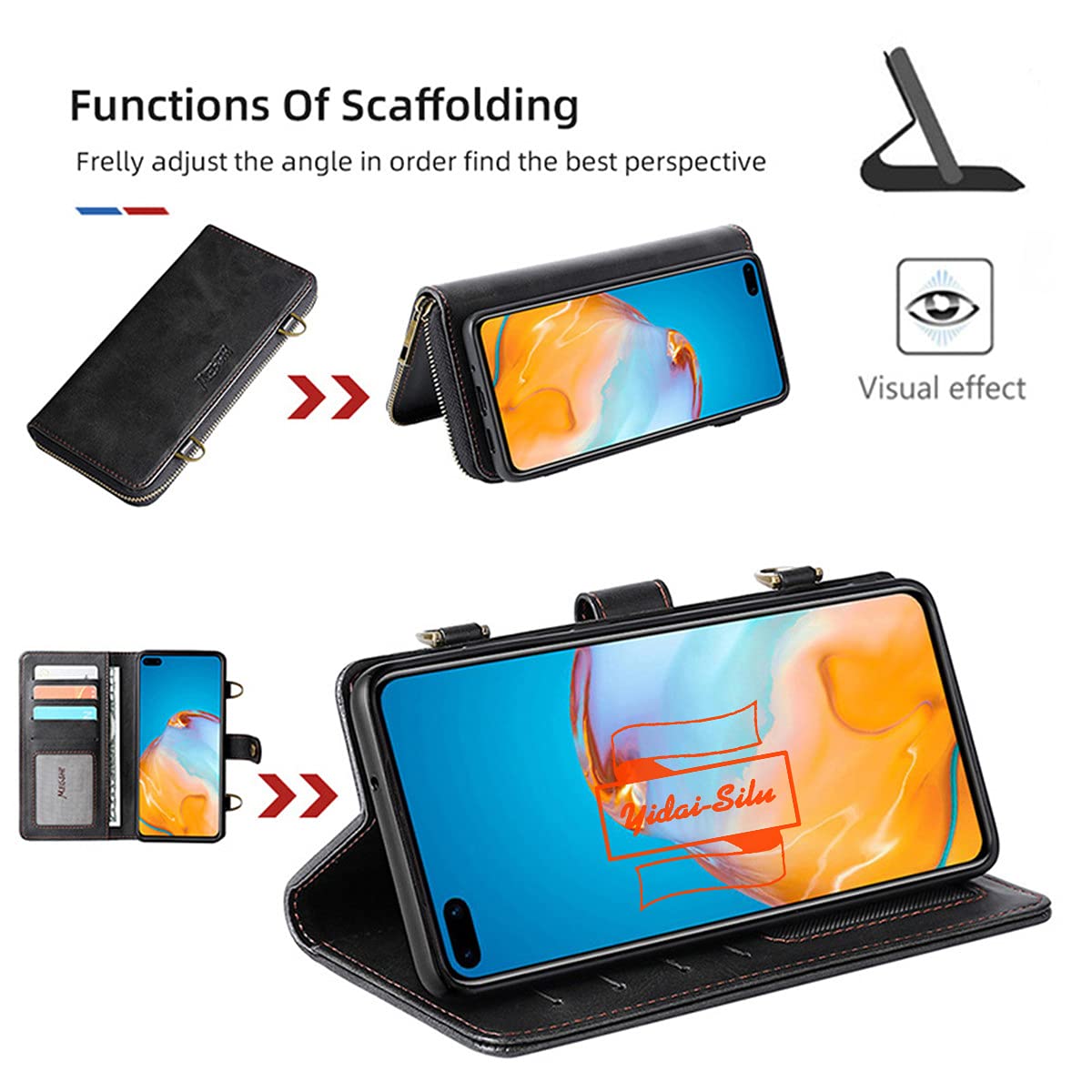 für iPhone 12 Pro Max Hülle 3-IN-1 Abnehmbar Magnetische Tasche