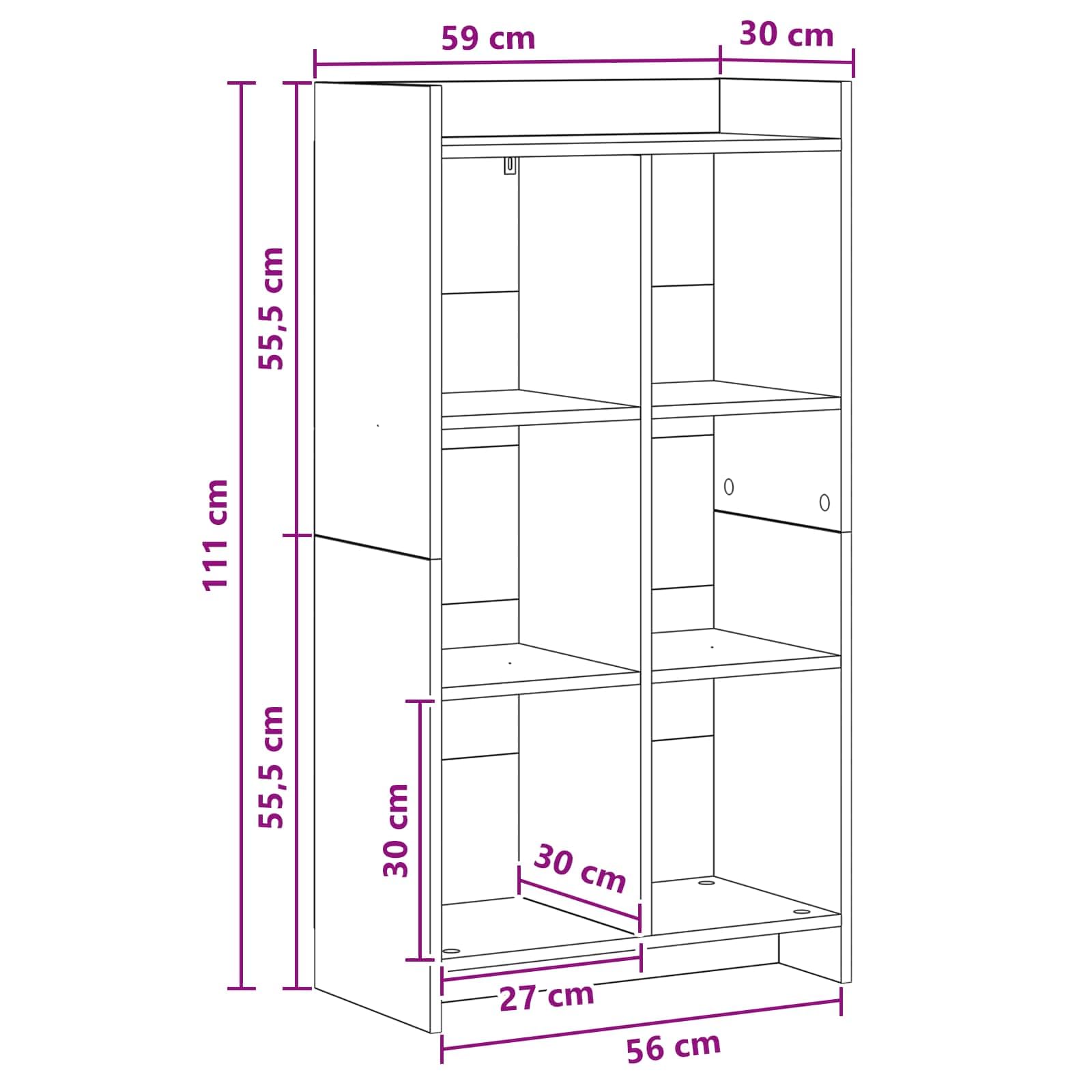 Libreria bianca, 59 x 30 x 111 cm, con 6 scomparti | Scaffale moderno per soggiorno e ufficio, 6 scomparti aperti garantiscono una struttura ordinata nella stanza.