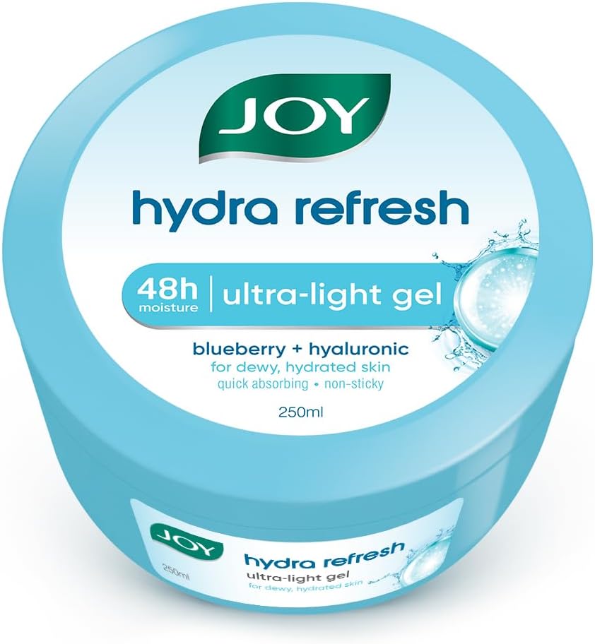 Joy Hydra Refresh Ultra Light Gel, Oil Free Moisturizer with Hyaluronic Acid & Vitamin E 250ml - Non Sticky & Lightweight Face Cream for Oily Skin for 48hr Moisturization