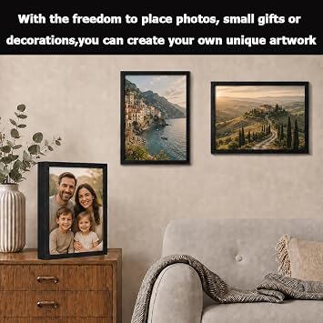 3D Shadow Box Frame, 30 x 40 cm Deep Box Frame for Objects up to 3cm, Picture Frame Wooden Deep Box, Picture Frame for Filling for Objects Photos Artworks Memories Flowers Crafts Black