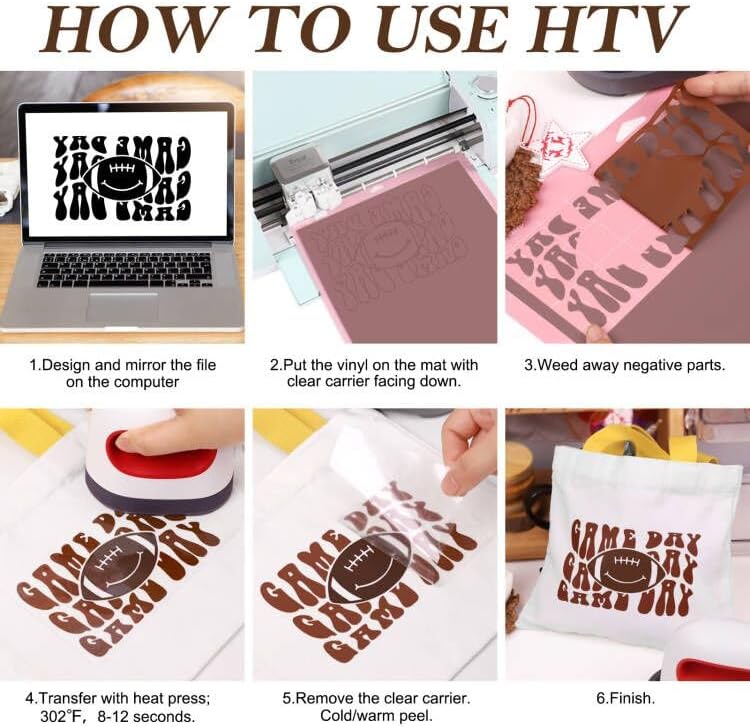 Miniatura 7 de V C VACREER Vinilo de transferencia de calor en tono de piel, paquete de 10 hojas de vinilo HTV marrón de 12 x 10 pulgadas, paquete de vinilo para