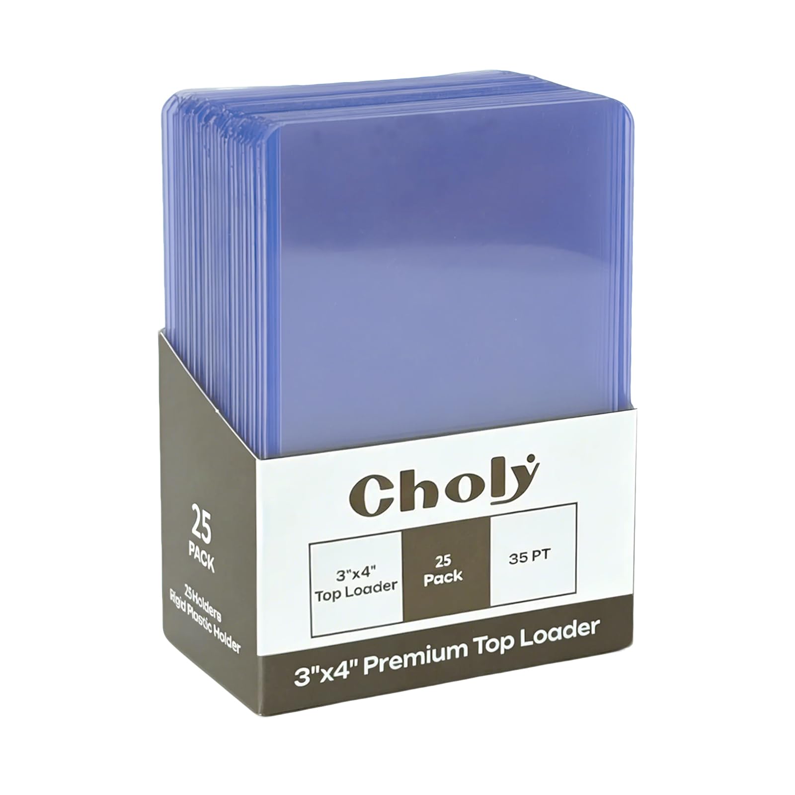 CHOLY 3 X 4 Top Loaders Clear Card Sleeves, 35PT Hard Card Sleeves, Standard Size Toploaders Trading Card Sleeves for Football Sports Cards MTG Yu-Gi-Oh (25, 25 Hard Sleeves)