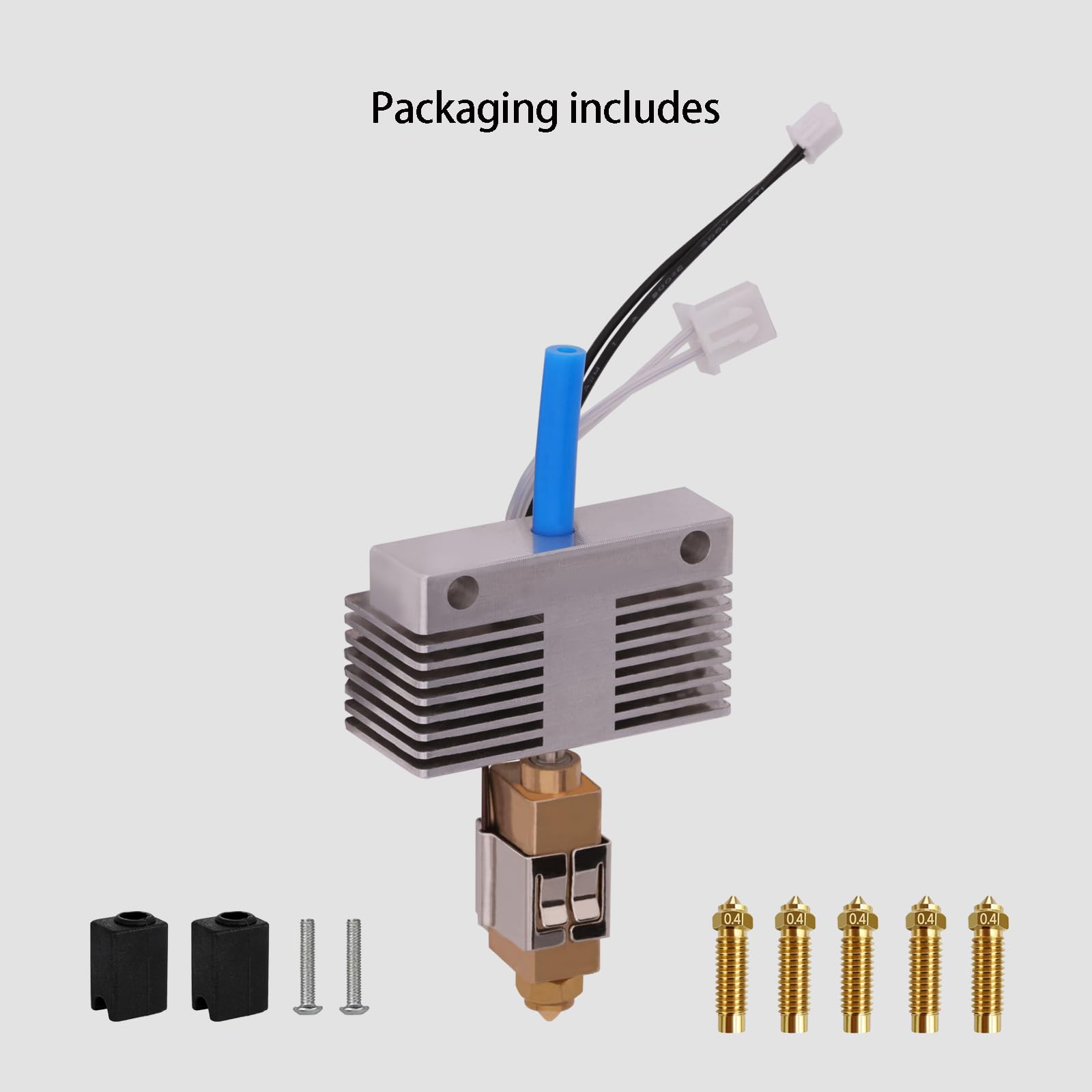 Kit Hotend per Elegoo Neptune 4 Plus, Neptune 4 Max, estrusore 3D Printer Print Head Extruder Hot End Kit Heating Block Kit con 5 pezzi extra 0,4 mm in ottone e 1 cover in silicone