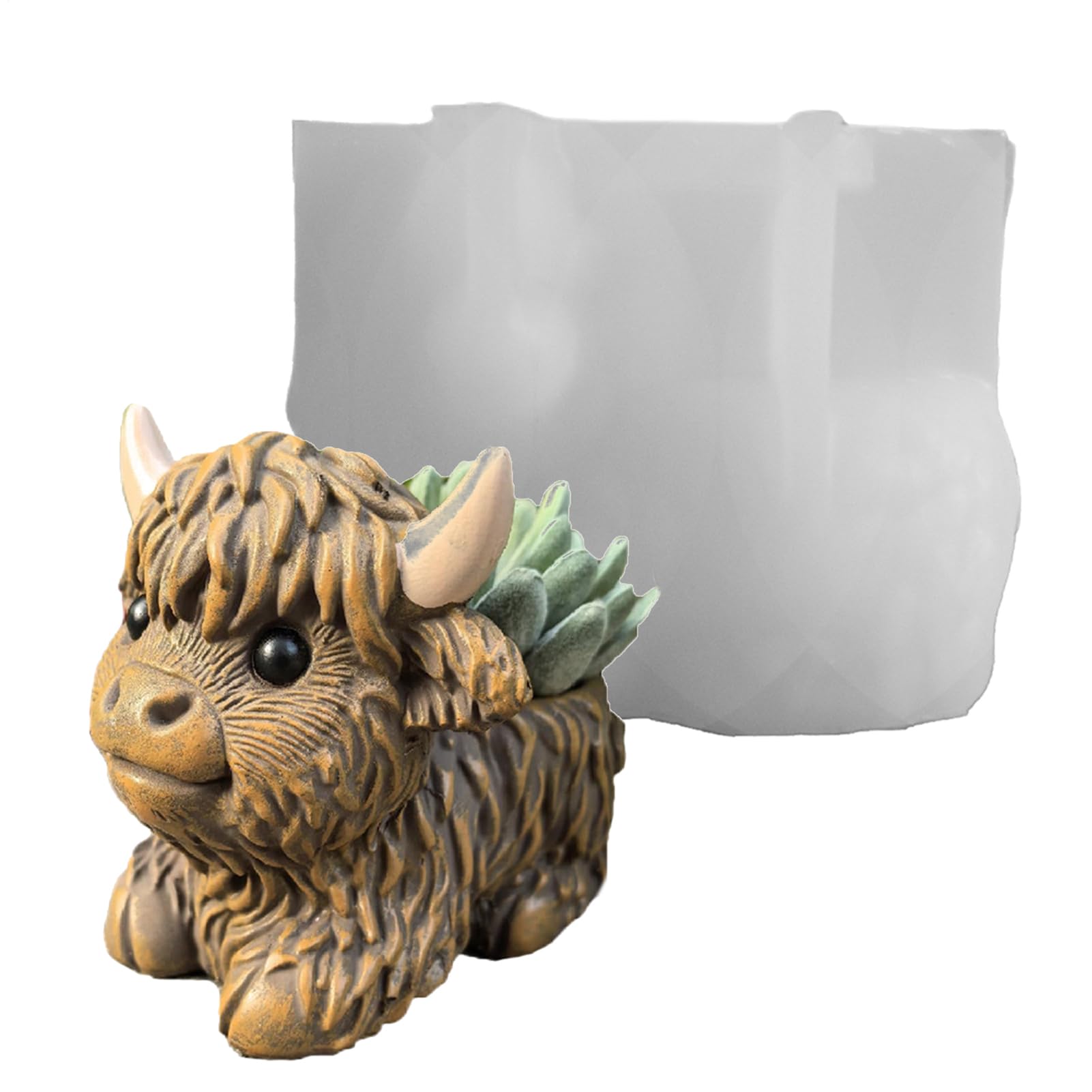 Moules époxy en silicone pot de fleurs 3D Vache des Highlands réutilisable