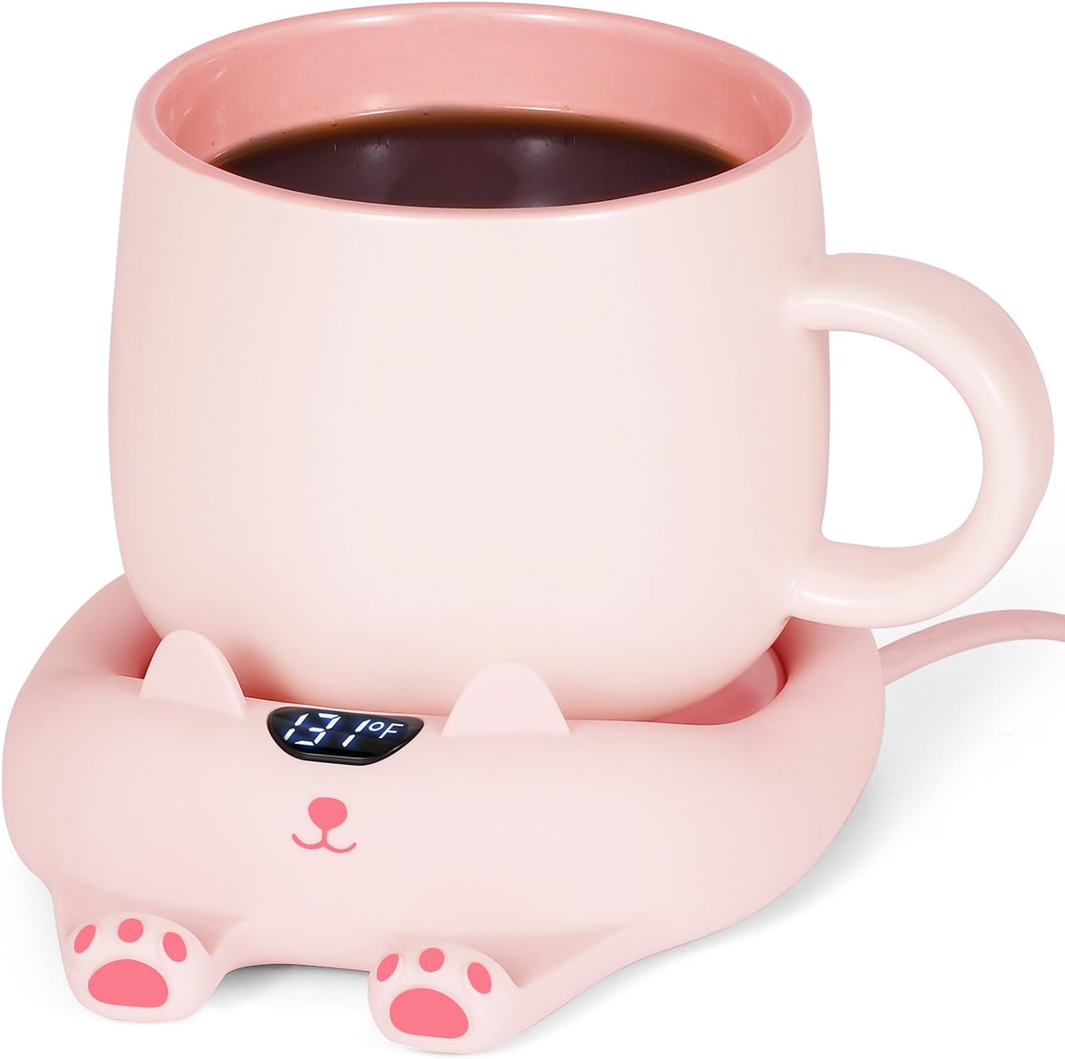 PUSEE Mug Warmer with Mug, Cute Coffee Warmer for Desk Coffee Cup Warmer Auto Shut Off, Electric Candle Warmer with 3 Temp Settings,Coffee Warmer with Cup Set Coffee Gifts Birthday Gift Office Gifts