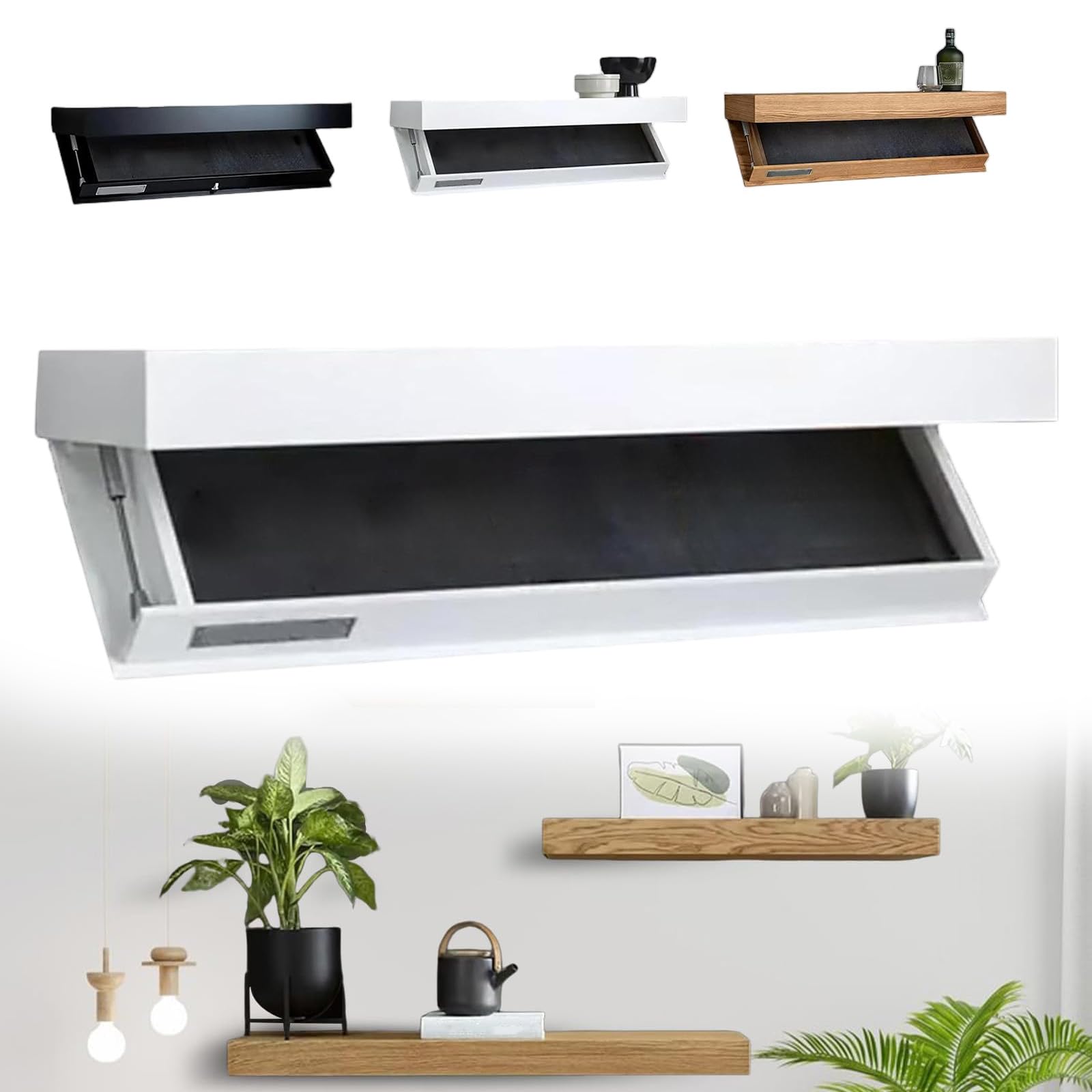 Cassaforte a mensola nascosta, con scomparto segreto, per casa o ufficio, elegante mensola da parete per una sicurezza discreta e un'organizzazione (bianco)