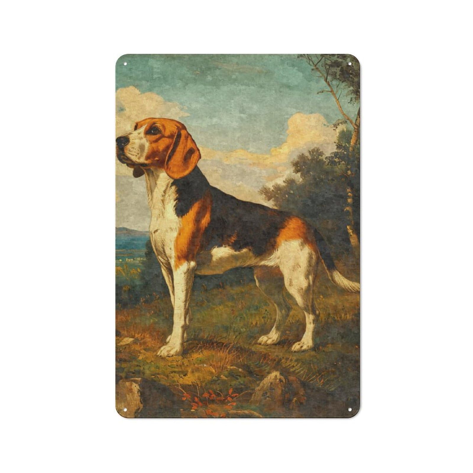 Vintage Beagle Dog Oil Rustic Metal Wall Decor 30x20cm, Decorative Tin Plaque for Pub, Home Bar, Shed Or Man Cave