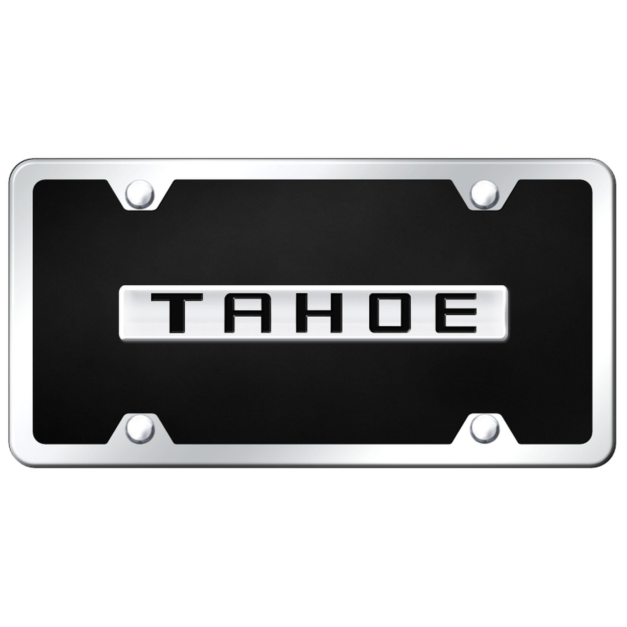 Au-TOMOTIVE GOLD Name License Plate for Chevy Tahoe (Chrome on Black)