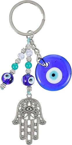 Llavero contra el mal de ojo, mano Hamsa con cuentas, decoración de mal de ojo para regalo de buena suerte, llavero de globo ocular para decoración