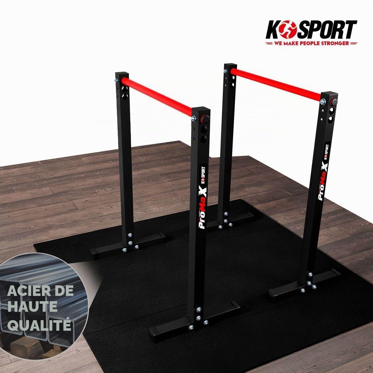 K-Sport: Dip Barren I Barre de support lingot I Parallettes I Barre de plongée portée jusqu'à 170 kg