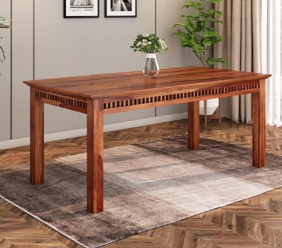 Wooden Solid Sheesham Wood Dining Table 6 Seater | Dining Room Furniture | Six Seater Dining Table Without Chair – Honey 4s