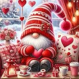 Valentine's Day Stamped Cross Stitch Kits for Beginner, Gnome Needlepoint Counted Cross Stitch...