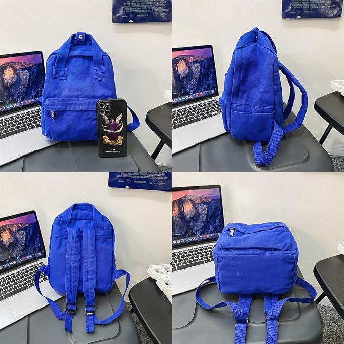 Image of MaxxCloud Vintage Denim Laptop Backpack Casual Canvas Daypack Handbag Purse Lightweight Rucksack Shoulder Bag