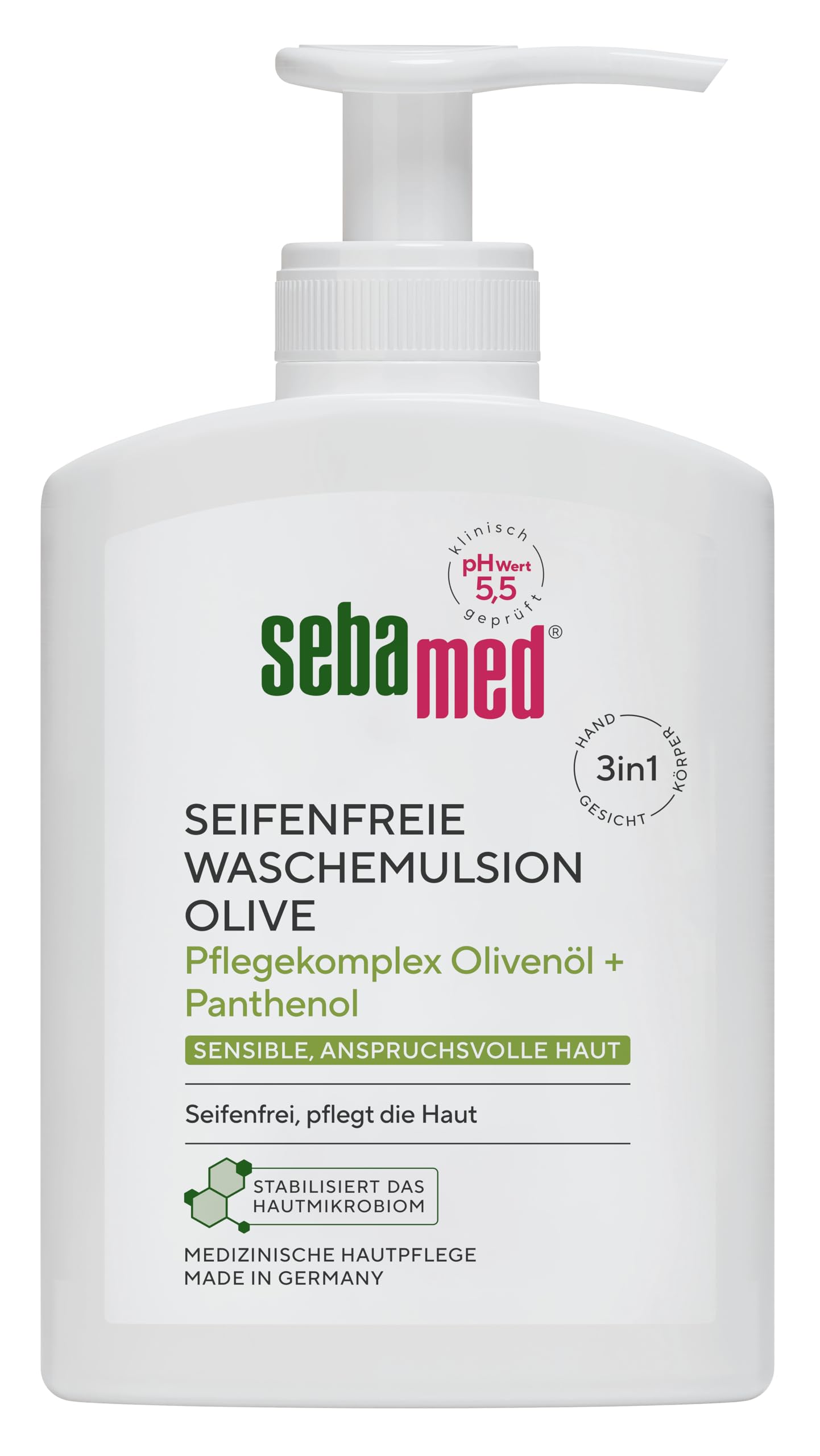 Sebamed Waschemulsion Olive | seifenfreie Waschemulsion Olive 200 ml mit Spender