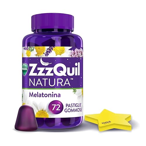 Immagine del prodotto ZzzQuil Natura INTEGRATORE con MELATONINA pura ed Estratti Di Valeriana per DORMIRE, Camomilla e Lavanda, 72 Pastiglie Gommose, GIFT PACK con FOGLIETTI ADESISVI, Gusto FRUTTI DI BOSCO