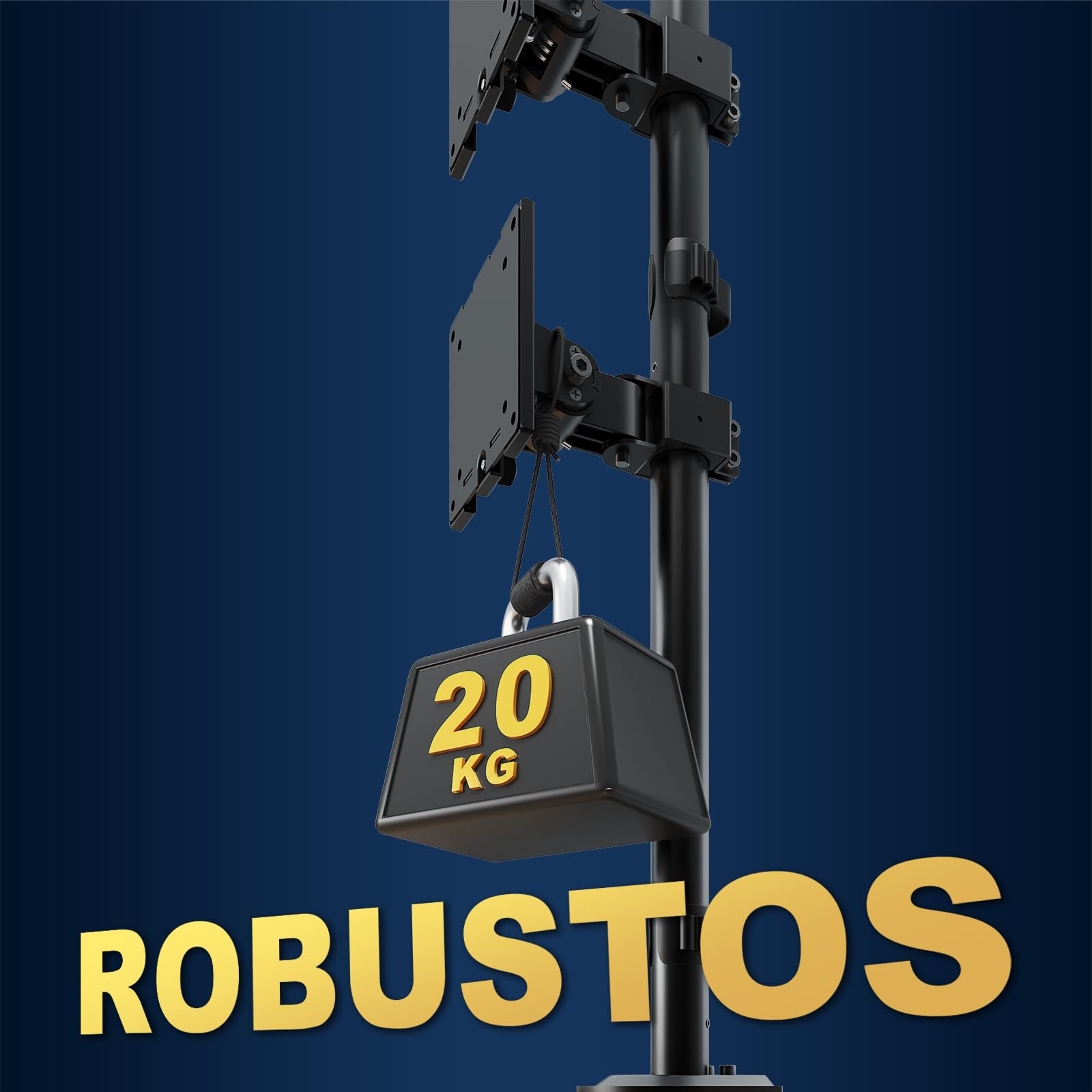 Soporte Monitor para 2 Pantallas 17-49 Pulgadas – Brazo Doble Ajustable en Altura, VESA 75x75 / 100x100, Inclinable, Giratorio, Ahorra Espacio, Negro