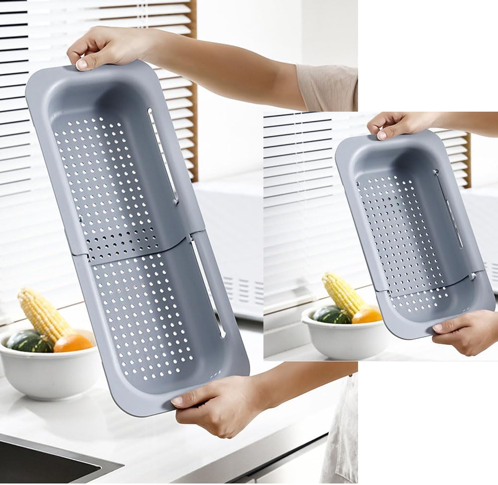 NIWWIN Collapsible Kitchen Colander Strainer, Expandable Over the Sink Colander for Kitchen, Adjustable Silicone Portable Sink Strainer, Foldable Wash Fruits Vegetables Noodle Basket (Grey) NIWWIN Collapsible Kitchen Colander Strainer, Expandable Over the Sink Colander for Kitchen, Adjustable Silicone Portable Sink Strainer, Foldable Wash Fruits Vegetables Noodle Basket (Grey)