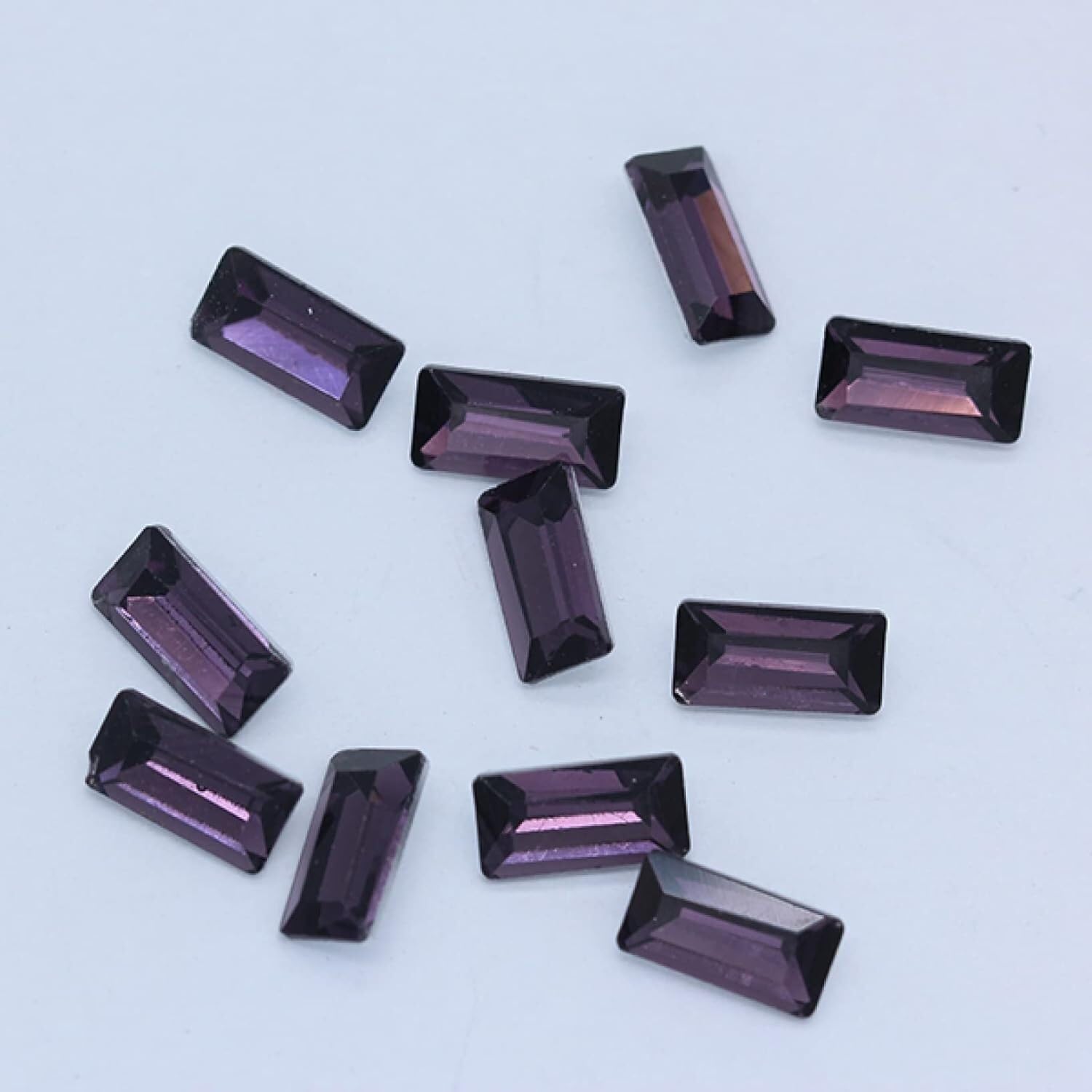 Cyrkonie, Kolory Prostokąt Punkt Folia Tylna Szkło Kamień Fasetowany Kryształ Cyrkonie Sztuka Paznokci Dekoracja DIY Biżuteria Robienie Koralików(Purple,5x10mm 20pcs)