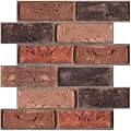 szgwtk 3D Brick Wall Panels, Peel and Stick, 11.8 x 11.8 inches (Set of 10pcs),3D Self-Adhesive Brick Tiles for Living Room,Fireplace,Bedroom (Oxidized red)