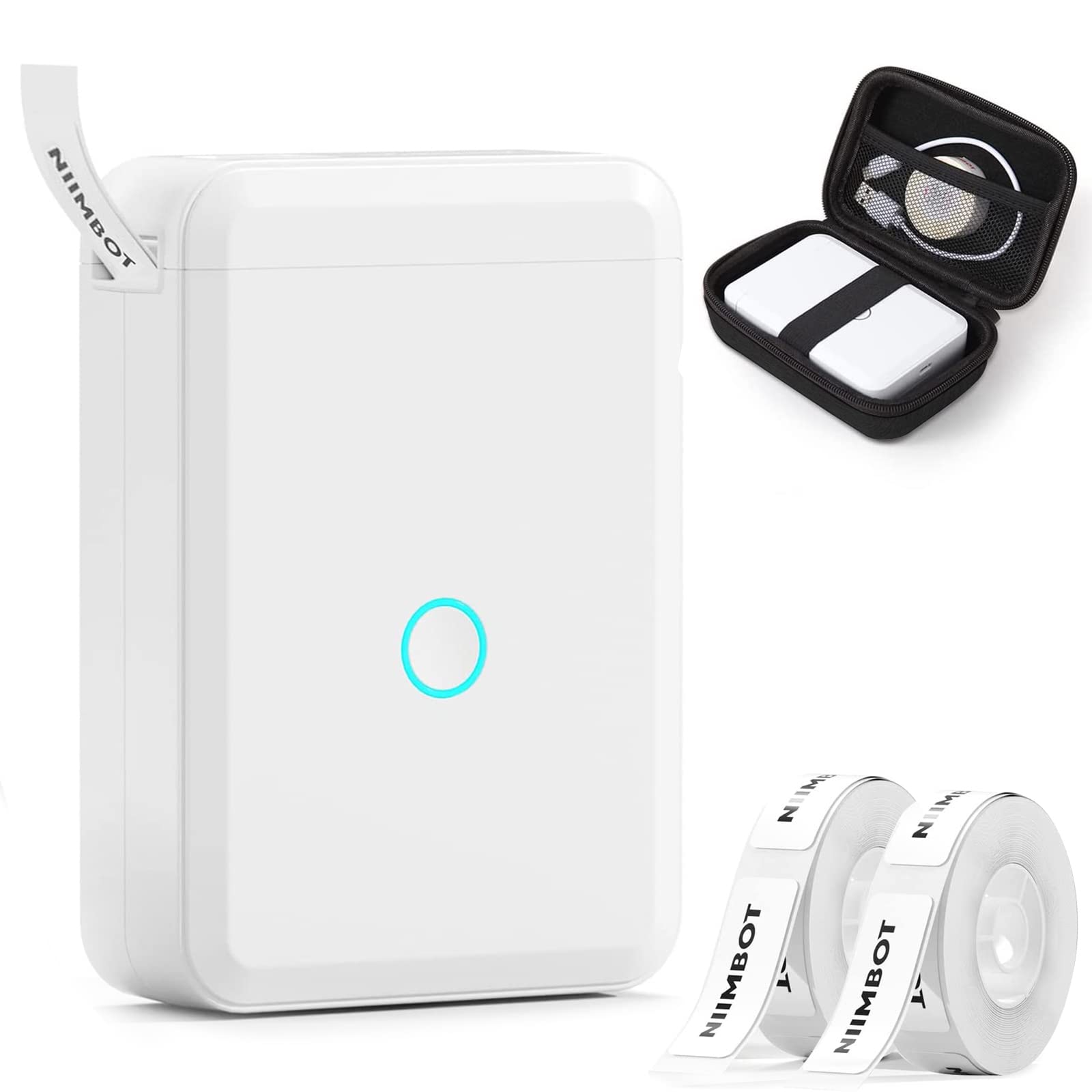 Label Maker D110 Mini Bluetooth Label Maker Machine with Tape Wireless Label Printer, Mini Wireless Thermal Label Machine Compatible with iOS and Android Inkless Rechargeable Handheld Home Printer