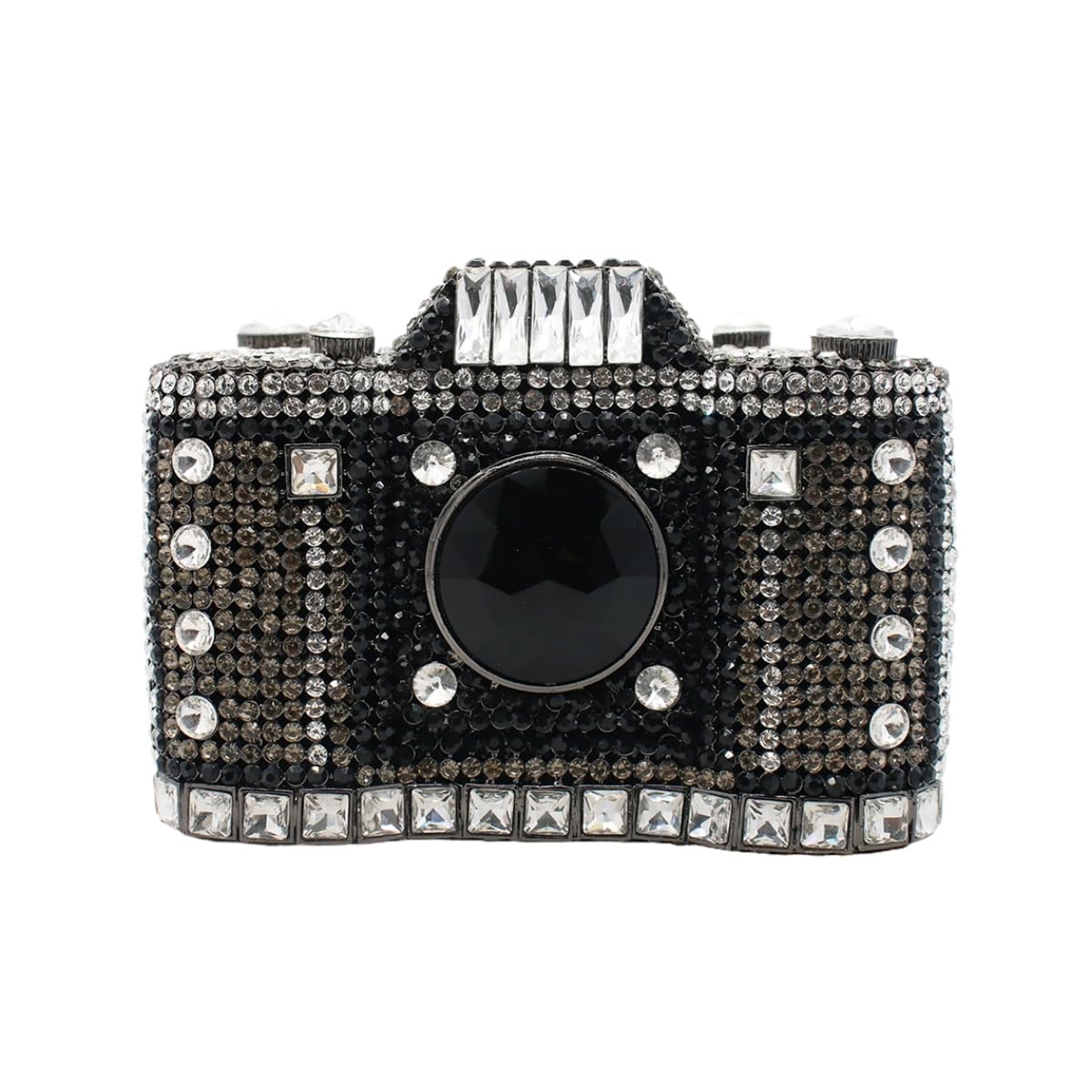 UMREN Novelty Crystal Camera Shaped Clutch Purse for Women Sparkly Rhinestones Evening Clutch Bag Glitter Bridal Prom Handbag